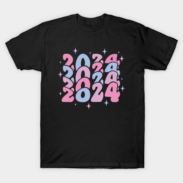 2024 2024 2024 2024 pastel retro wavy T-Shirt by Fun Planet